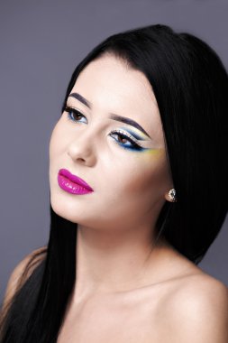 Beautiful Fashion Luxury Makeup, long eyelashes, perfect skin fa