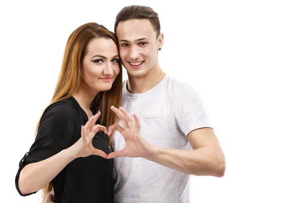 Valentine Couple. Portrait of Smiling Beauty Girl and her Handso — Stock Photo, Image