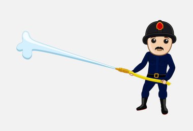 İtfaiyeci yangın hortumu vektör çizim ile