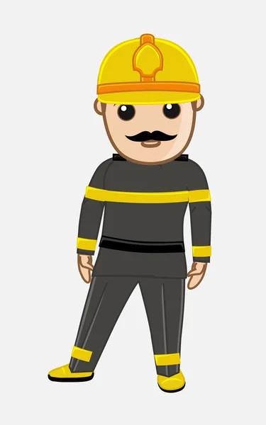 Cartoon Feuerwehrmann Arbeiter Charakter — Stockvektor