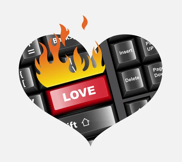 Botón de amor en el teclado Vector Ilustración — Vector de stock