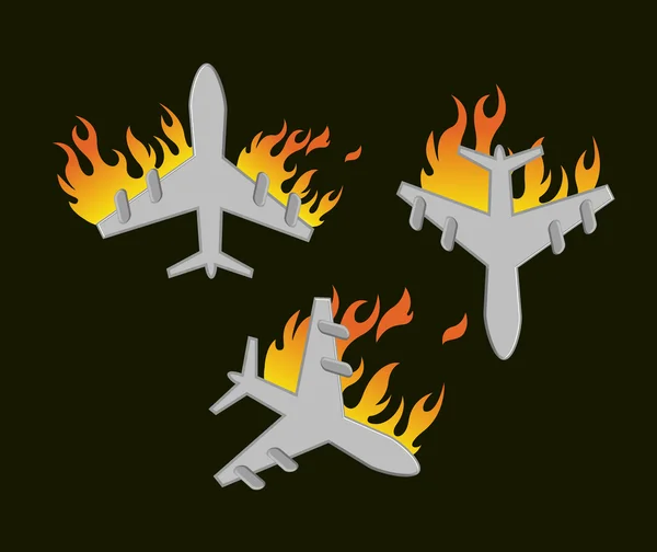 Літак аварії Векторні ілюстрації Набір — стоковий вектор