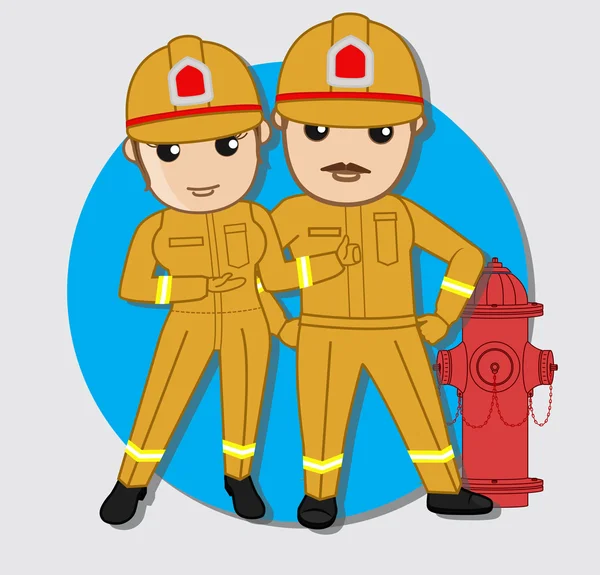 Cartoon brandweerman werknemers — Stockvector