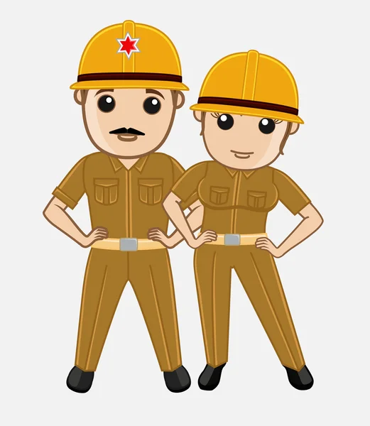 Indian Male and Female Firefighter — Stock Vector