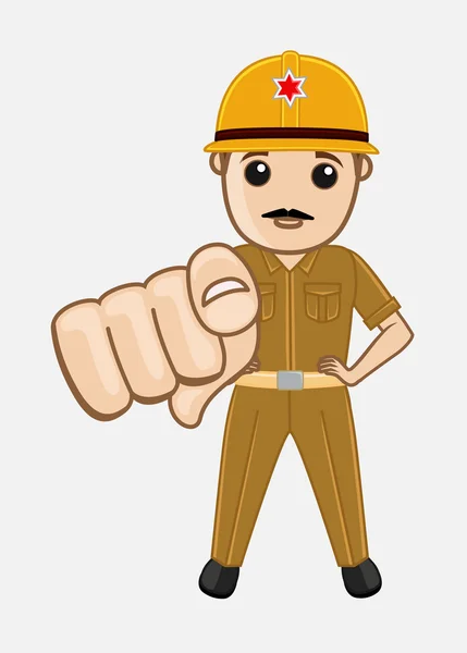 Indiase brandweerman vinger - Cartoon Vector — Stockvector