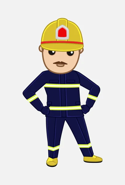 Cartoon Firefighter Standing Pose — Stock Vector