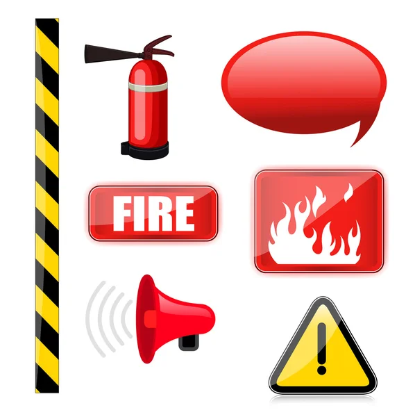Πυρκαγιά-ταξιαρχία διάνυσμα εξοπλισμοί εικονίδια — Διανυσματικό Αρχείο
