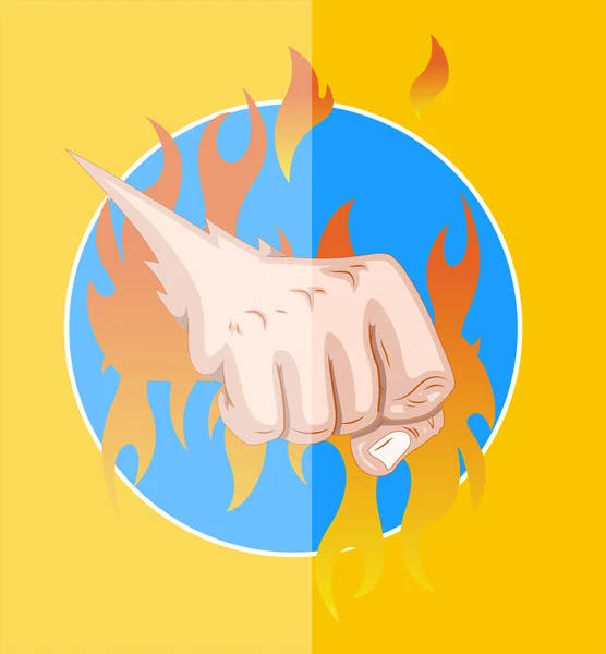 Punzón de potencia con ilustración de vectores de fuego — Vector de stock