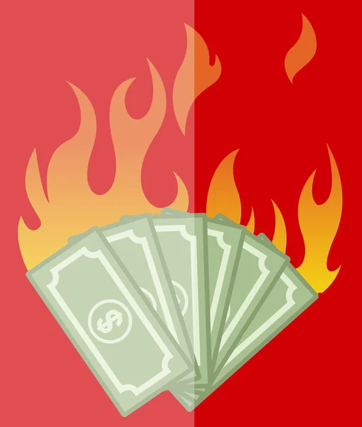 Burning Dollars Vector — Stock Vector