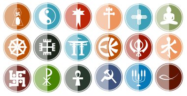 Dini sembollerin parlak Icon Set