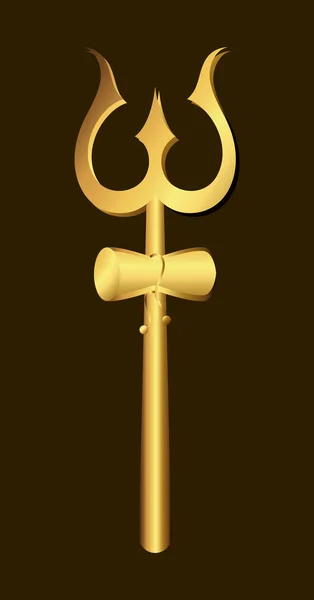 Goldener Dreizack des Shiva-Vektorsymbols — Stockvektor