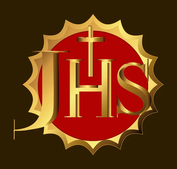 Gyllene Jhs Christogram Symbol Badge — Stock vektor