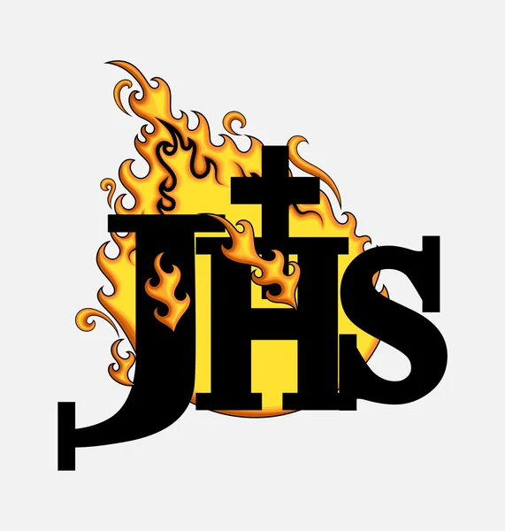 Burning Jhs Christogram Symbol — Stock vektor