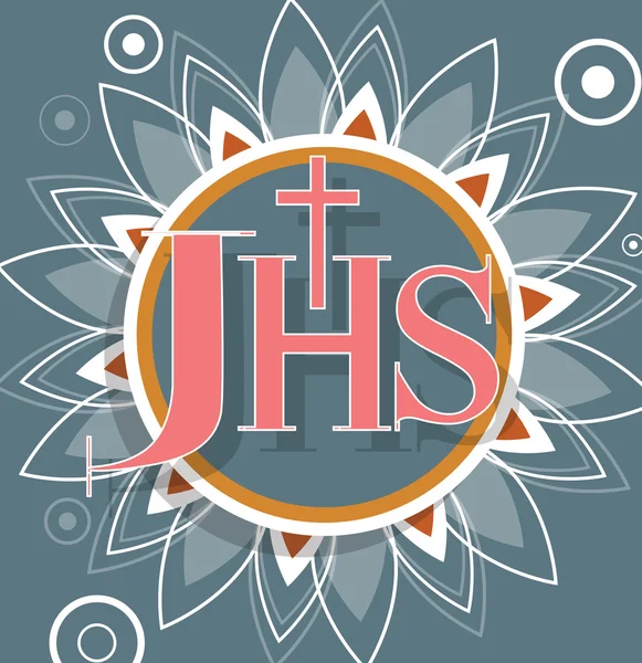 JHS Christogram Symbol Floral Background — Stock Vector