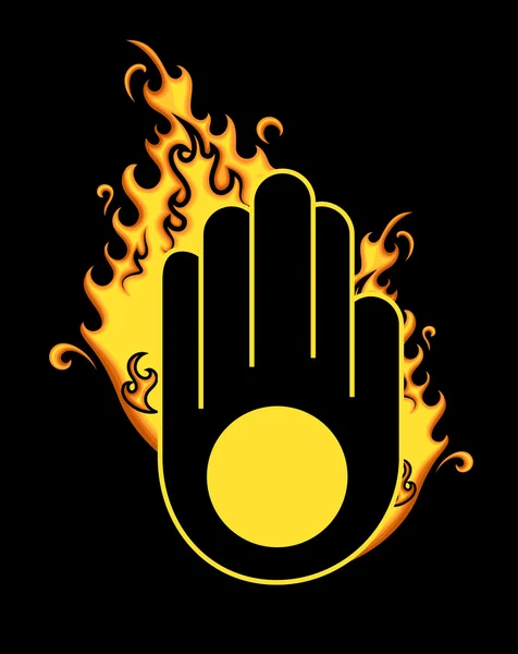 Símbolo de jainismo retro con fuego — Vector de stock