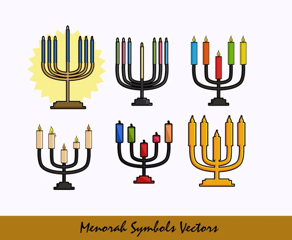 Menorah Símbolos conjunto — Vector de stock