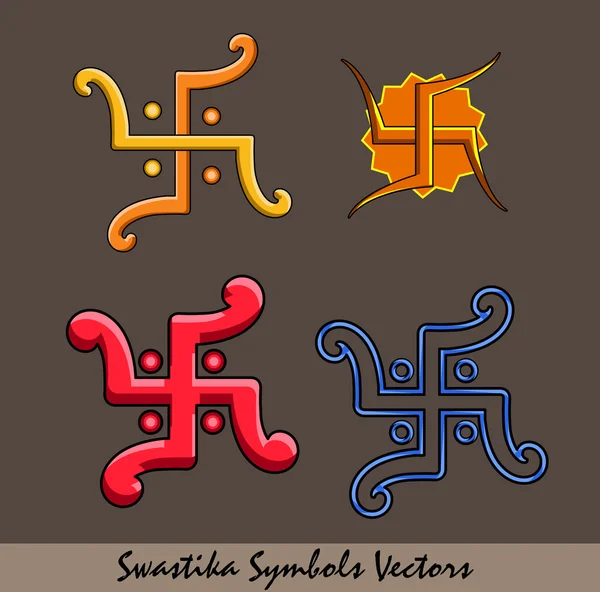 Auspicious svastica Simboli Set — Vettoriale Stock