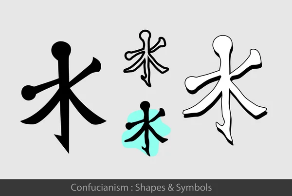 Confucianisme symbolen Set — Stockvector