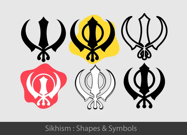 Sikhism Symbols Set — Stock Vector