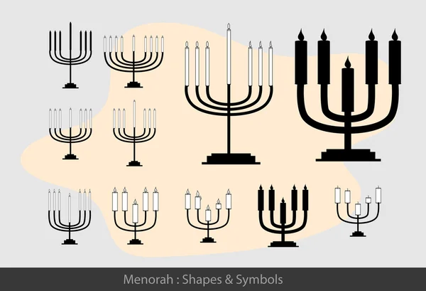 Colección de símbolos Menorah — Vector de stock