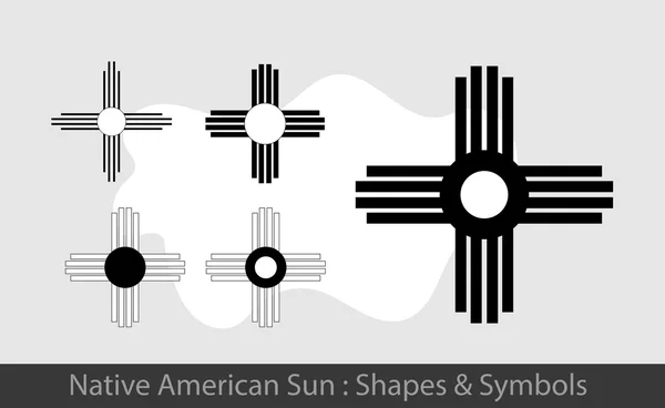 Simboli del sole dei nativi americani — Vettoriale Stock