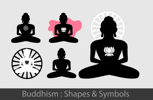 Buddhismus - Buddha-Silhouetten — Stockvektor