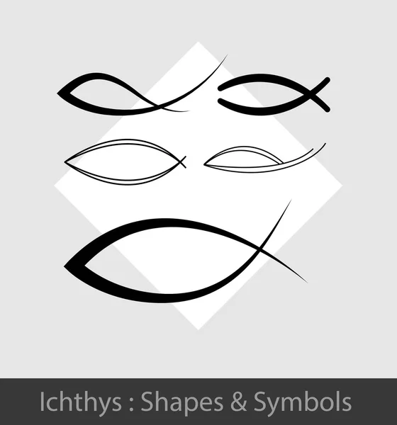 Conjunto de diseño vectorial de símbolos Ichthys — Vector de stock