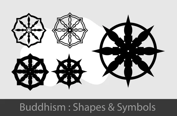 Boeddhisme symbolen Vector Set — Stockvector