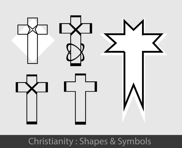 Cristianismo - Símbolos da Cruz Cristã — Vetor de Stock