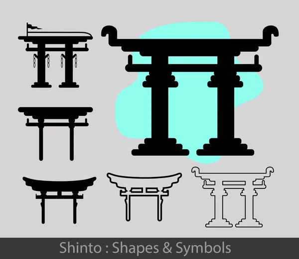 Conjunto de design de símbolos de xintoísmo — Vetor de Stock