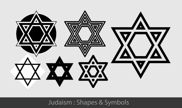 Conjunto de símbolos del judaísmo — Vector de stock