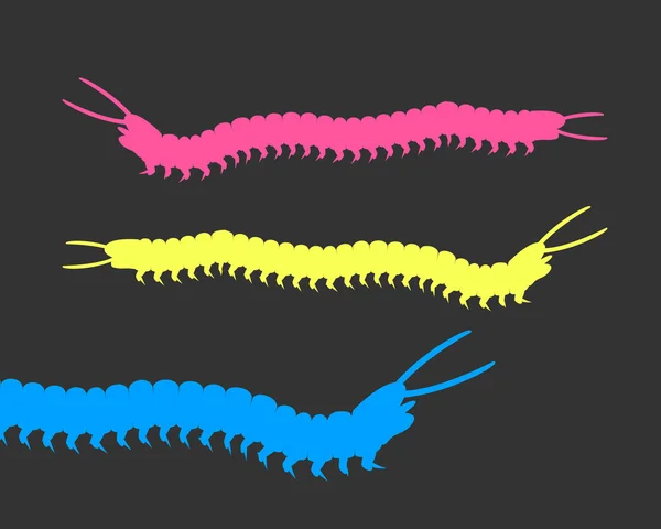 Millipede Worms colorés — Image vectorielle