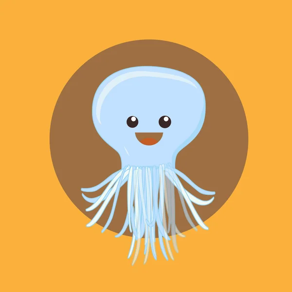 Cartoon Jellyfish Vector - Stok Vektor