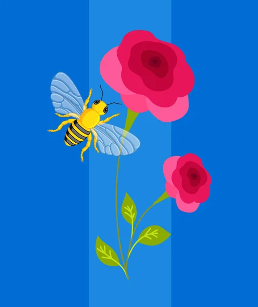 Bee Hover sur la fleur — Image vectorielle