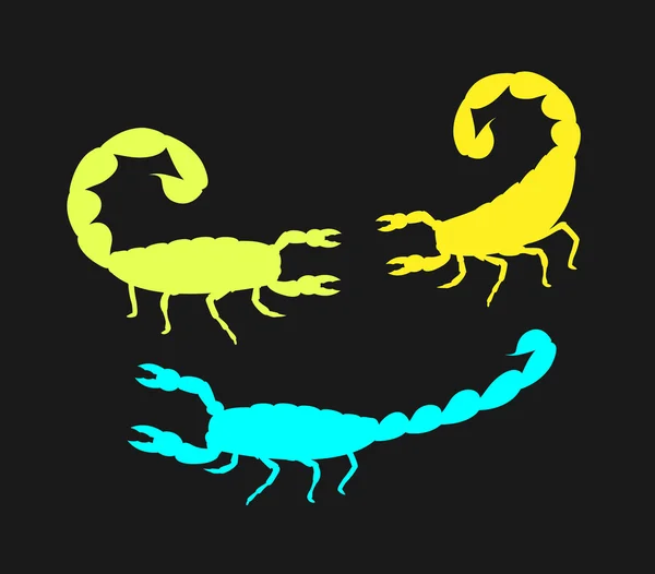 Scorpion gekleurde silhouetten — Stockvector