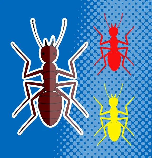 Coloridas hormigas del ejército — Vector de stock