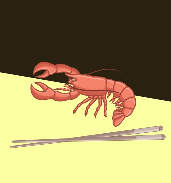 Homard avec baguettes — Image vectorielle