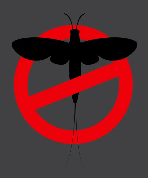 Signo vectorial prohibido de insectos Mayfly — Vector de stock