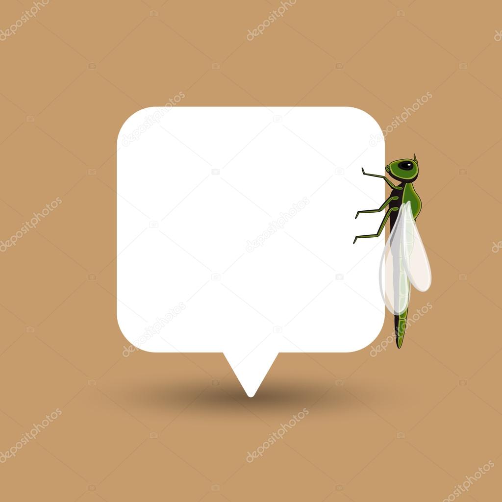 Dragonfly Isolated on Speech Banner