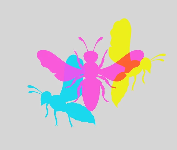 Kleurrijke Wasp insecten — Stockvector