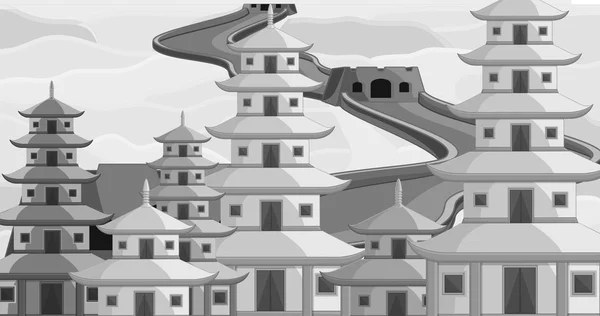 Vintage China Clădiri Ilustrație vectorială — Vector de stoc