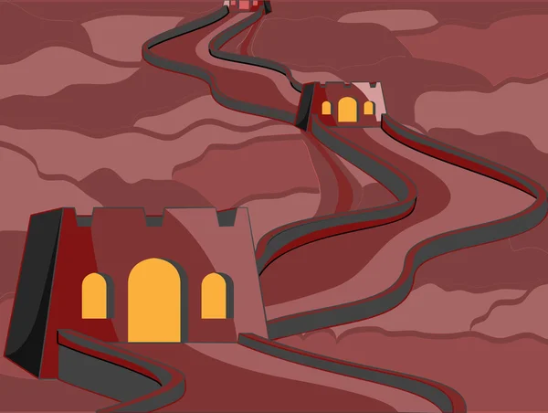 Castillo viejo por la noche Vector Ilustración — Vector de stock