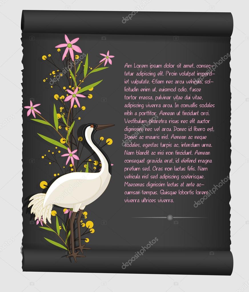 Grateful Crane Bird Parchment Banner
