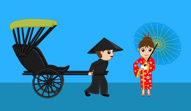 Geyşa karakter Rickshaw için bekliyor
