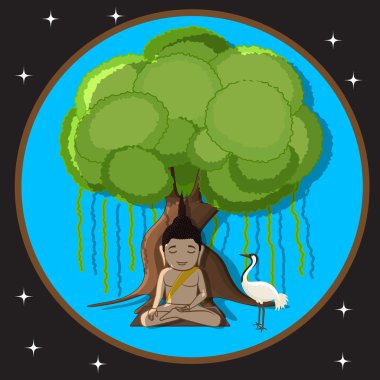 Gautama Buddha vinç kuş ile