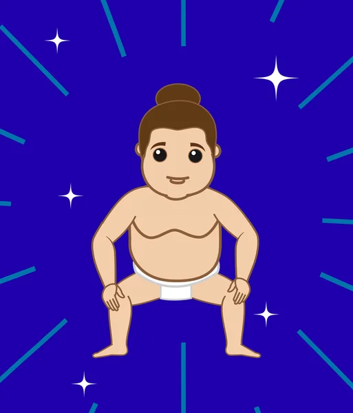 Cute Sumo Wrestler Character — Stock Vector