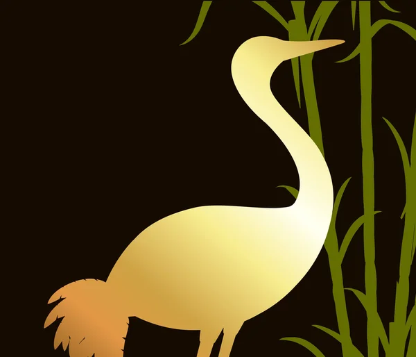 Grateful Crane Golden Silhouette — Stock Vector