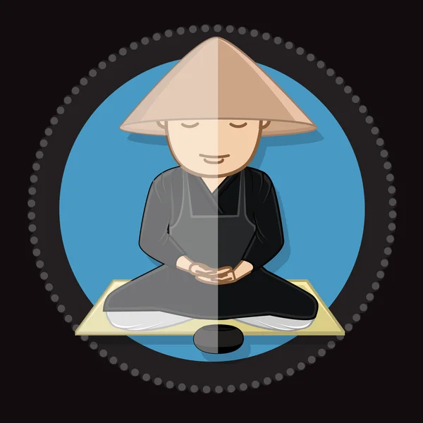 中国の僧侶、瞑想 — ストックベクタ