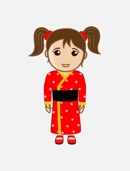 Japanese Girl in Kimono Dress — Stock Vector