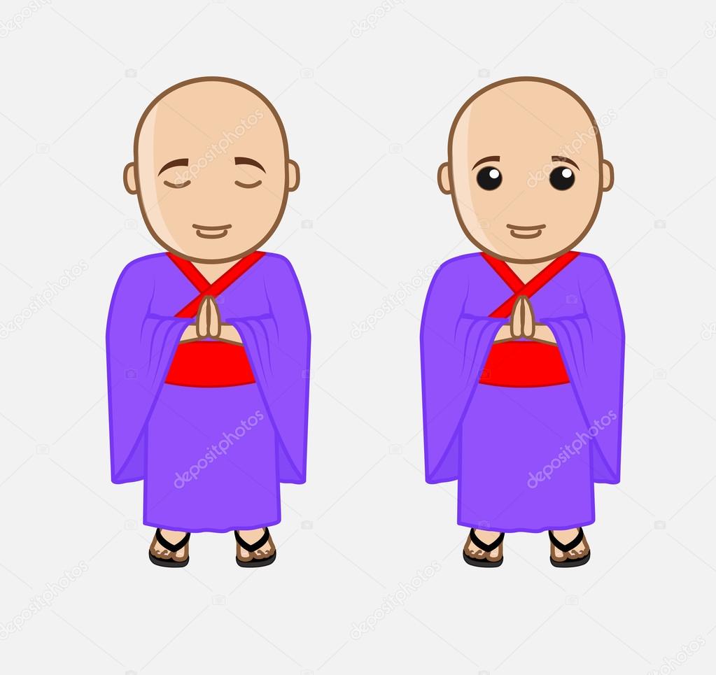 Chinese Monk Characters Vector